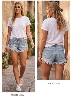 Express Distressed Denim Cutoff Shorts Frayed Light Wash Size 4